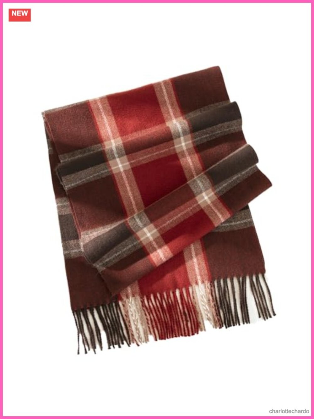 Plaid Scarf with Tassels Polyester Knit Shawl Wrap Lightweight